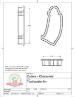 Toothpaste Cookie Cutter or Fondant Cutter (Skinny)