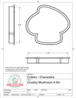 Miss Doughmestic Chubby Mushroom Cookie Cutter/Fondant Cutter or STL Download