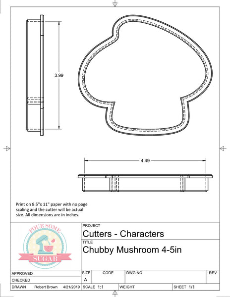 Miss Doughmestic Chubby Mushroom Cookie Cutter/Fondant Cutter or STL D –  Pour Some Sugar, LLC