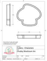 Miss Doughmestic Chubby Mushroom Cookie Cutter/Fondant Cutter or STL Download