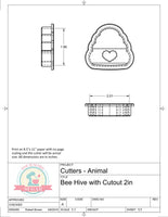 Bee Hive with Heart Cutout Cookie Cutter/Fondant Cutter or STL Download