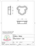 Girly Onesie 1 Cookie Cutter or Fondant Cutter