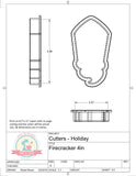 Firecracker/Firework (Skinny) Cookie Cutter or Fondant Cutter