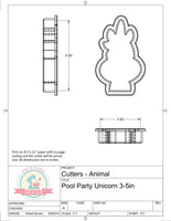 Pool Party Unicorn Cookie Cutter or Fondant Cutter