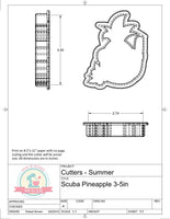 Scuba Pineapple Cookie Cutter or Fondant Cutter