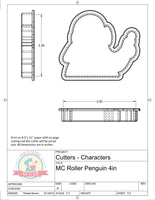 MC Roller Penguin Cookie Cutter or Fondant Cutter