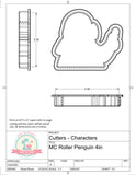 MC Roller Penguin Cookie Cutter or Fondant Cutter