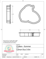 Lemon Duo Cookie Cutter or Fondant Cutter