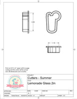 Lemonade Glass Cookie Cutter or Fondant Cutter