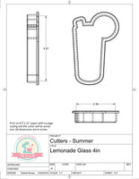 Lemonade Glass Cookie Cutter or Fondant Cutter