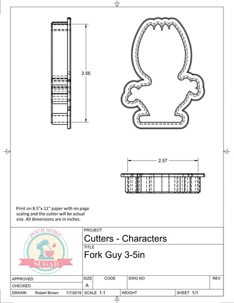 Sugar Ranch Spork Guy Cookie Cutter/Fondant Cutter or STL Download