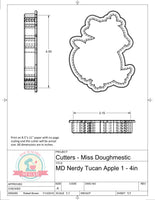 Miss Doughmestic Nerdy Toucan with Apple 1 Cookie Cutter or Fondant Cutter