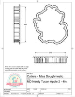 Miss Doughmestic Nerdy Toucan with Apple 2 Cookie Cutter or Fondant Cutter