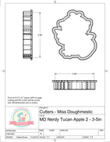 Miss Doughmestic Nerdy Toucan with Apple 2 Cookie Cutter or Fondant Cutter