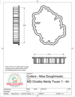 Miss Doughmestic Chubby Nerdy Toucan 1 Cookie Cutter or Fondant Cutter