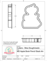 Miss Doughmestic Apple Book Pencil Stack Cookie Cutter or Fondant Cutter