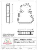 Miss Doughmestic Apple Book Pencil Stack Cookie Cutter or Fondant Cutter