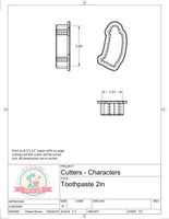 Toothpaste Cookie Cutter or Fondant Cutter (Skinny)