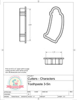 Toothpaste Cookie Cutter or Fondant Cutter (Skinny)