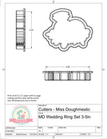 Miss Doughmestic Wedding Ring Set Cookie Cutter or Fondant Cutter