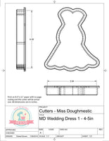 Miss Doughmestic Wedding Dress 1 Cookie Cutter or Fondant Cutter