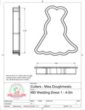 Miss Doughmestic Wedding Dress 1 Cookie Cutter or Fondant Cutter