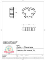Patriotic Girl Mouse Cookie Cutter or Fondant Cutter