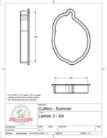 Lemon 3 Cookie Cutter or Fondant Cutter