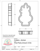 Pool Party Unicorn Cookie Cutter or Fondant Cutter