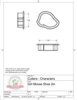 Girl Mouse Shoe Cookie Cutter or Fondant Cutter