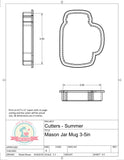 Mason Jar Mug Cookie Cutter or Fondant Cutter