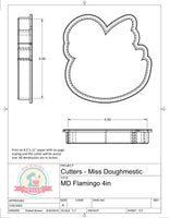 Miss Doughmestic Flamingo Cookie Cutter or Fondant Cutter