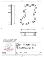 Frosted Cookiery Heart Stocking Cookie Cutter/Fondant Cutter or STL Download