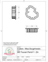Miss Doughmestic Toucan with Pencil Cookie Cutter or Fondant Cutter