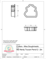 Miss Doughmestic Nerdy Toucan with Pencil 2 Cookie Cutter or Fondant Cutter