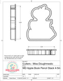 Miss Doughmestic Apple Book Pencil Stack Cookie Cutter or Fondant Cutter