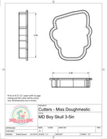 Miss Doughmestic Boy Sugar Skull Cookie Cutter or Fondant Cutter