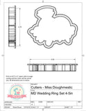 Miss Doughmestic Wedding Ring Set Cookie Cutter or Fondant Cutter