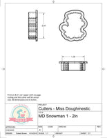 Miss Doughmestic Snowman 1 Cookie Cutter or Fondant Cutter