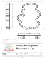 Miss Doughmestic Snowman 1 Cookie Cutter or Fondant Cutter