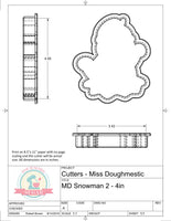 Miss Doughmestic Snowman 2 Cookie Cutter or Fondant Cutter