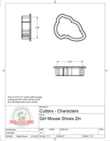 Girl Mouse Shoes Cookie Cutter or Fondant Cutter