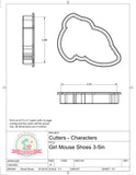 Girl Mouse Shoes Cookie Cutter or Fondant Cutter