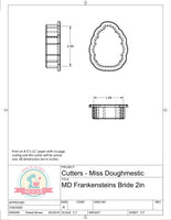 Miss Doughmestic Frankensteins Bride Head Cookie Cutter or Fondant Cutter