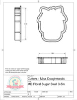 Miss Doughmestic Floral Sugar Skull Cookie Cutter or Fondant Cutter