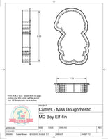 Miss Doughmestic Boy Elf Cookie Cutter or Fondant Cutter