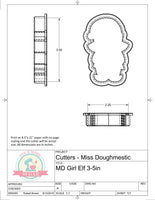 Miss Doughmestic Girl Elf Cookie Cutter or Fondant Cutter