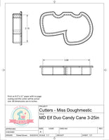 Miss Doughmestic Elf Duo Candy Cane Cookie Cutter/Fondant Cutter or STL Download