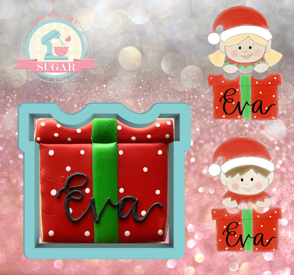 Miss Doughmestic Elf Duo Gift Cookie Cutter/Fondant Cutter or STL Download