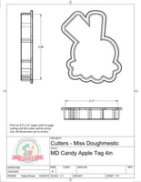 Miss Doughmestic Candy Apple with Tag Cookie Cutter or Fondant Cutter